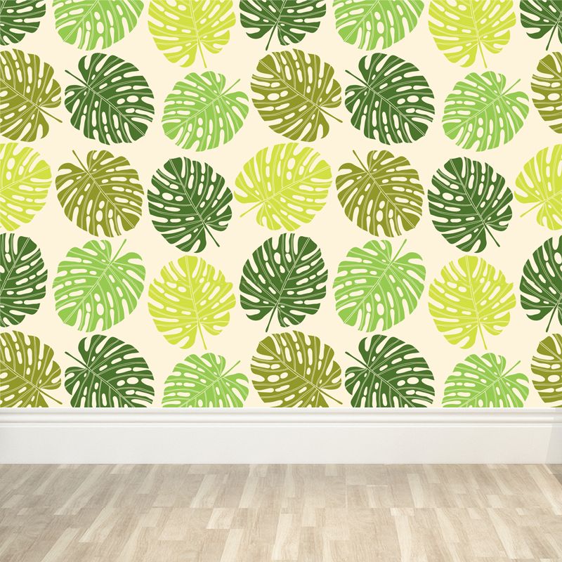 Contemporary Botanical Print Mural Decal Soft Color Dining Room Wall Covering, Custom