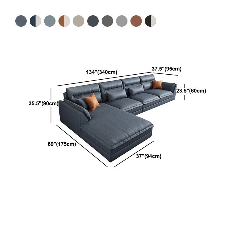 Modern Sectionals Faux Leather Pillow Top Arm Sectionals.134 inch