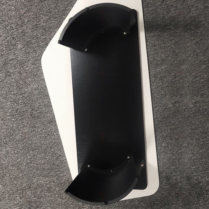 14.9"H Modern Style Sled Metal Base Round Slate Coffee Table for Living Room