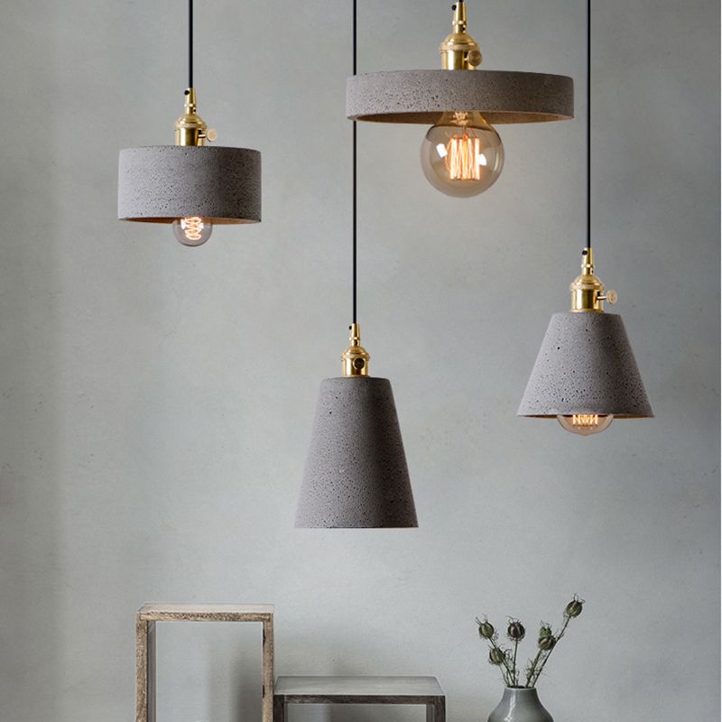 Lampe à suspension en forme de géométrique Nordique 1-Light Ciment Pendant Cternal Rotary Interrupteur