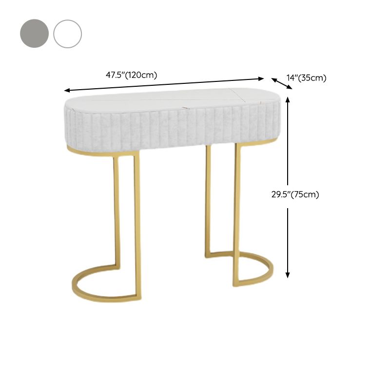 Glam Oval Console Accent Table Antique Finish 13.78" W Sofa Console Table