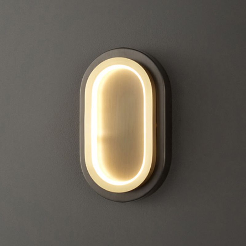 Post Modern Oval Wall Sconce in Black & Gold Finish Solid Brass and Acrylic LED Wall Light