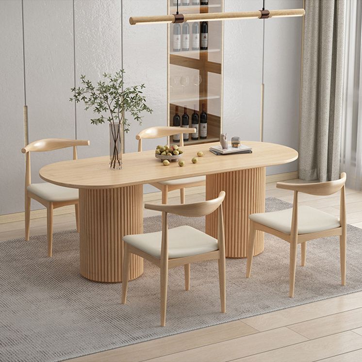 Contemporary Style Dining Oval Table Dining Wooden Table for Restaurant with Wood Legs