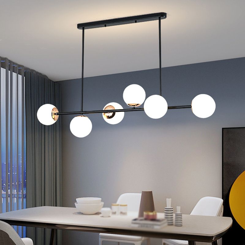 Ball Shape Glass Island Chandelier Modern Style Multi Lights Island Ceiling Light