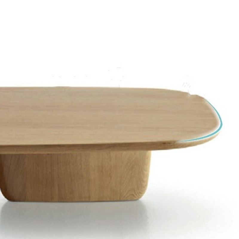 Modern Elliptical Pine Wood Coffee Cocktail Table with 2 Legs