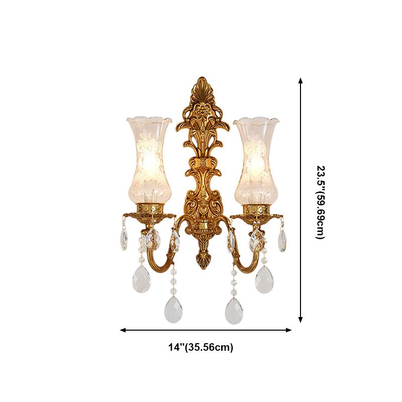 Unique Shade Glass Wall Sconce Modern Style Multi Lights Wall Mount Light Fixture in Gold