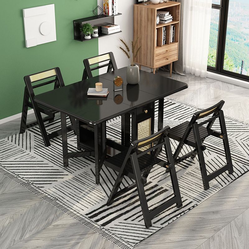 Mid-Century Folding Table Solid Wood Dining Site Table,51.2"L x 35.4"W x 29.5"H