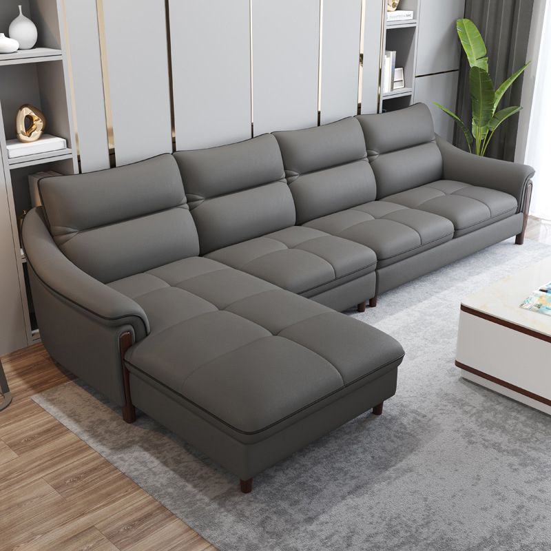 Nordic Style Sofa Bed Leather Material Sloping Armrest Cushioning Back Sofa