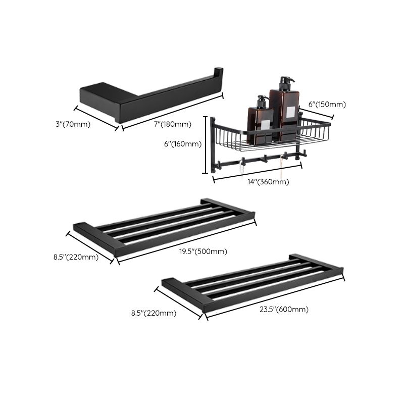 5-Piece Modernism Bath Hardware Set in Stainless Steel Matte Black