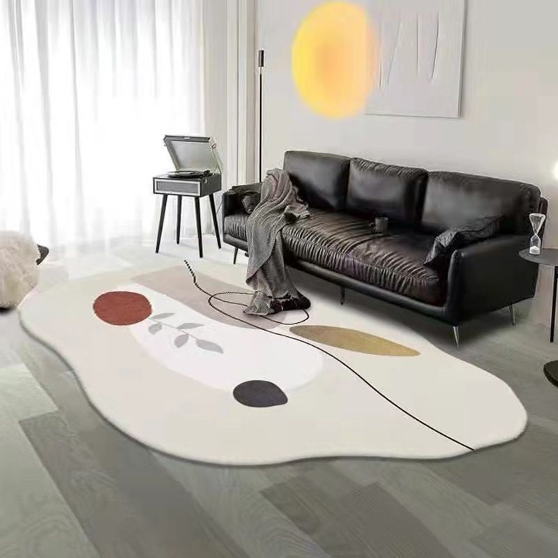 Brown Casual Rug Polyester Contrast Color Indoor Rug Non-Slip Backing Rug for Living Room