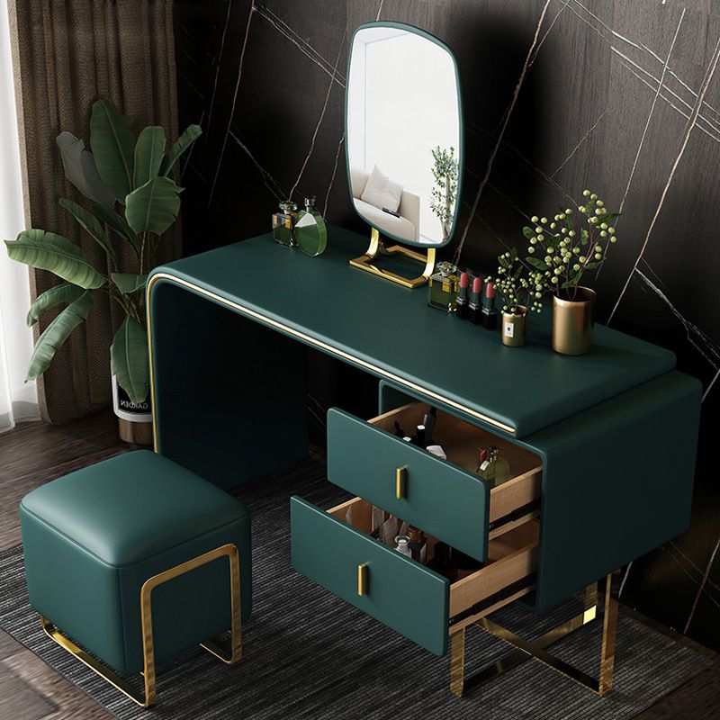 Glam Make-up Vanity with 2 Storage Drawers 20.47" Wide Faux Leather Dresser