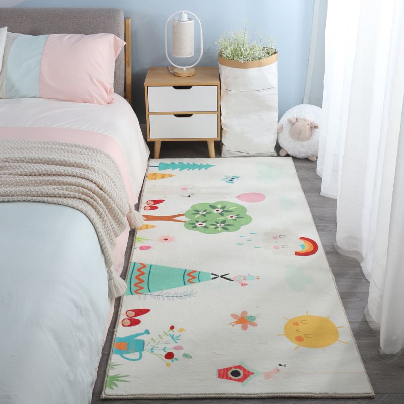 Red Modern Indoor Rug Blending Mushroom Area Rug Washable Rug for Home Decor