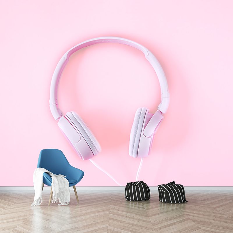 Washable Stain Resistant Wall Mural Wallpaper Headphones Sitting Room Wall Mural