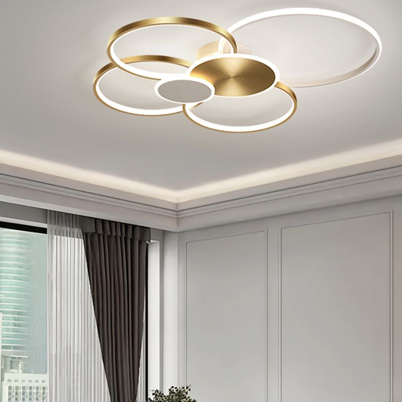 Plafonnier LED multi-anneaux encastré simple pour salon
