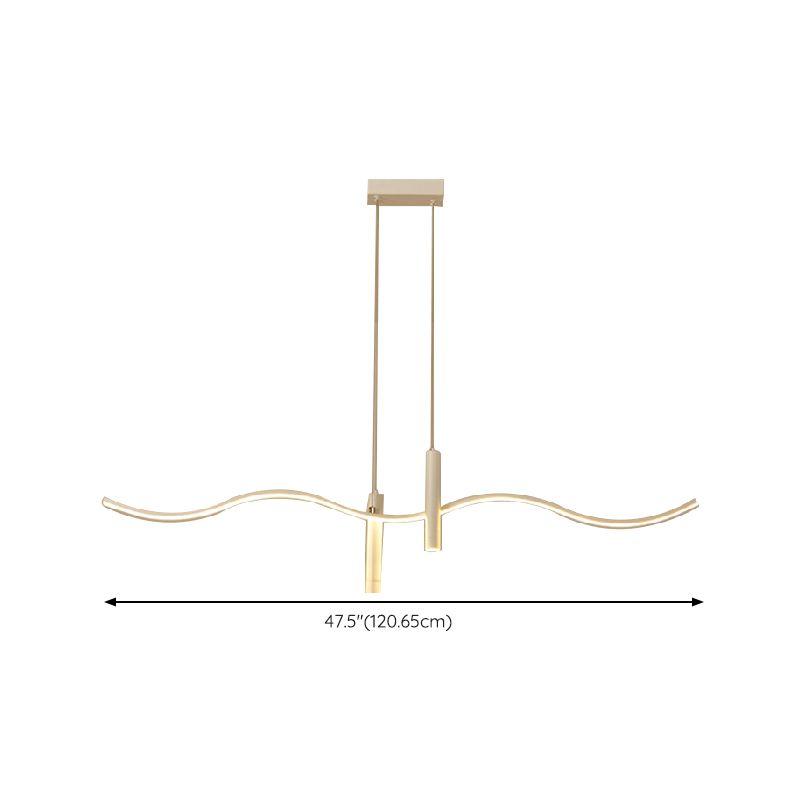 Unique Shape Hanging Lamp Modern 3 Lights Island Chandelier Lights in White Finish