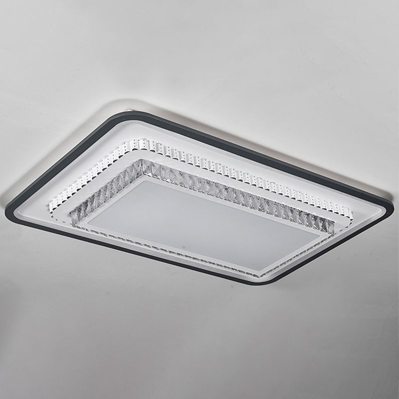 3-Tier Crystal Flush Mount Light Fixture Minimalist Black Flush Mount LED Light for Bedroom