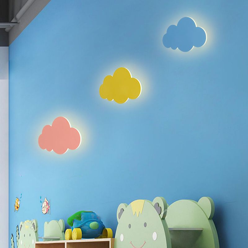 Kids Multicolor Wall Sconce Cloud Metal Wall Light Fixture for Bedroom