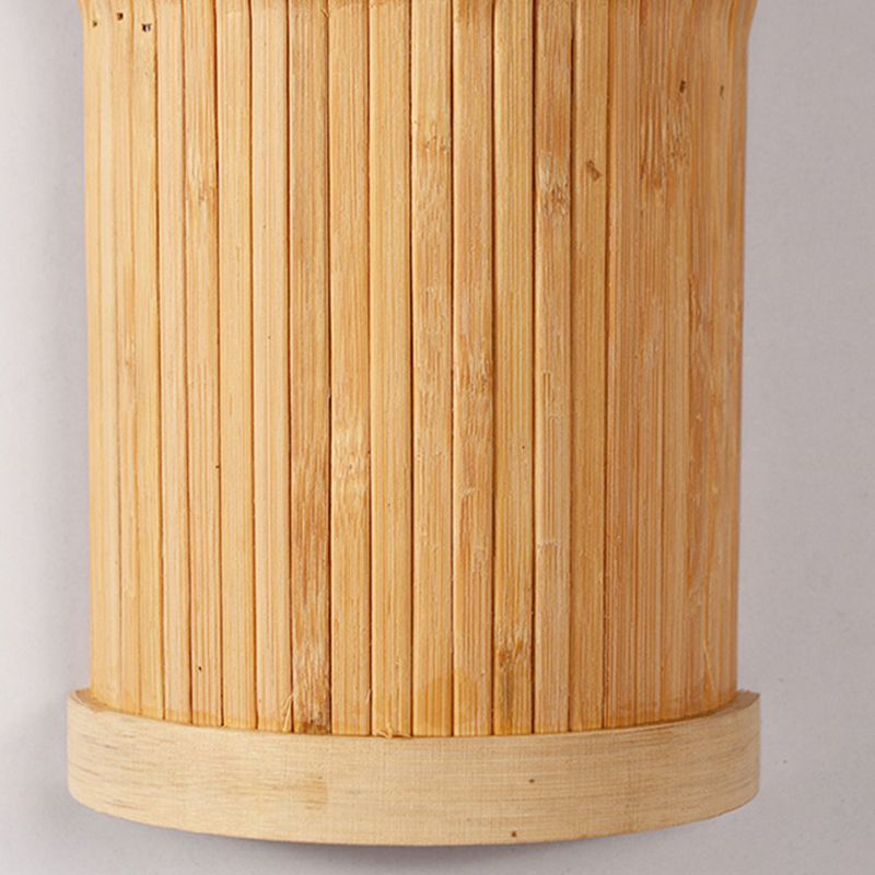 Minimalist Tapered Wall Mount Light Bamboo Single Living Room Wall Light Fixture in Wood