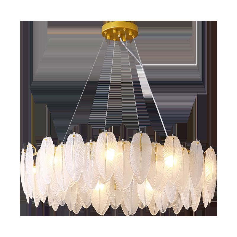 Minimalismo moderno Carrina de plumas de vidrio claro colgante para sala de estar