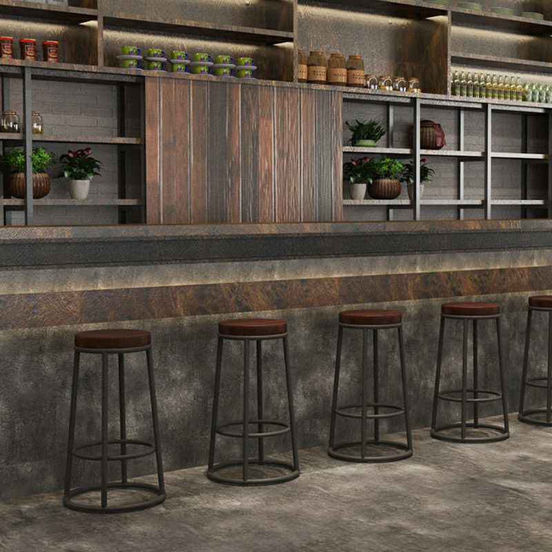 Industrial Armless Backless Counter Stool Iron Cashier Bar Stool with Seat and Pedal