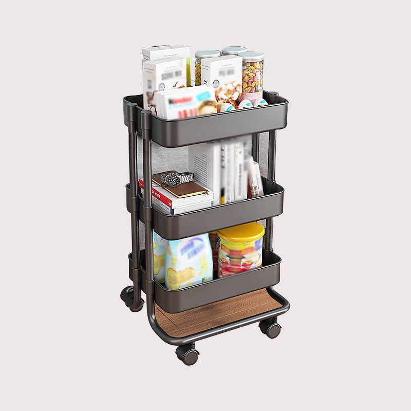 Metal Frame Open Etagere Bookshelf Modern Vertical Bookcase with Caster Wheels