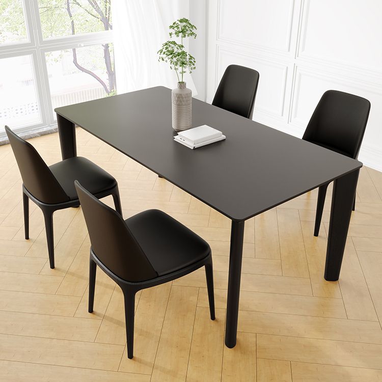 Top de piedra sinterizada Mesa negra moderna para la mesa de comedor rectangular de restaurantes con 4 patas