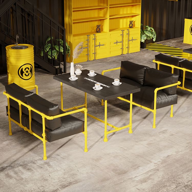 Industrial Style Dining Table Solid Wood Dining Table with Trestle Base