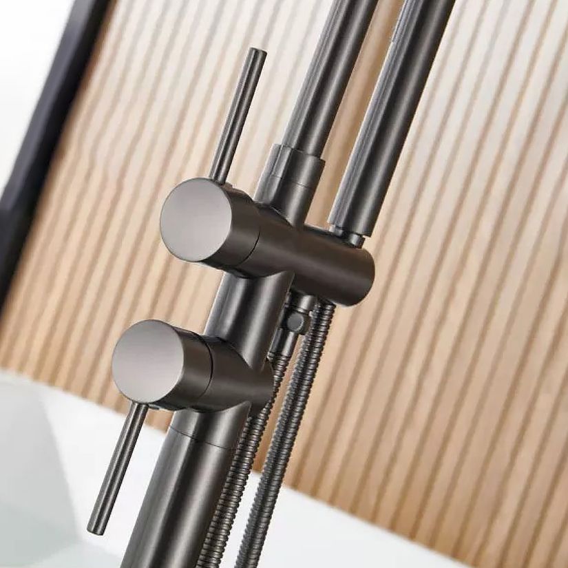 Floor Mounted Copper Freestanding Tub Filler Simple High Arc Freestanding Tub Filler Trim
