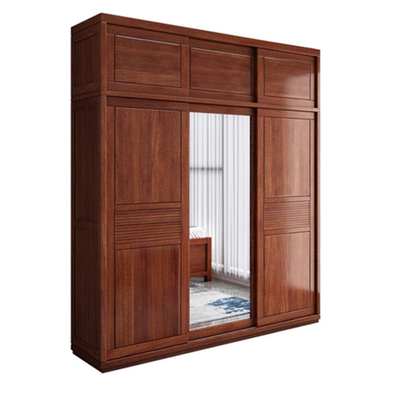 Contemporary Style Wardrobe Armoire Solid Wood Wardrobe Closet with Doors and Drawer