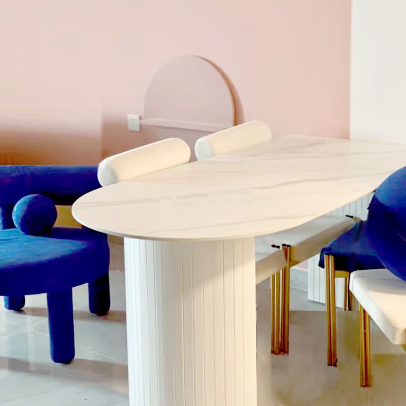 Contemporary Sintered Stone Irregular Shape Dining Table Standard White Dining Table for Kitchen