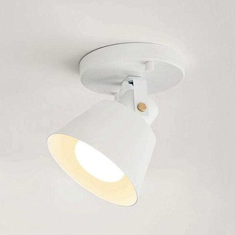 Lámpara de techo giratoria con pantalla cónica metálica elegante estilo Loft luz de techo semi empotrada de 1 cabezal negro/blanco