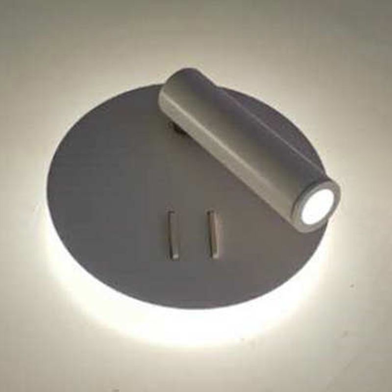 1 Light Round Wall Sconces Modern Style Metal Wall Mounted Reading Lights