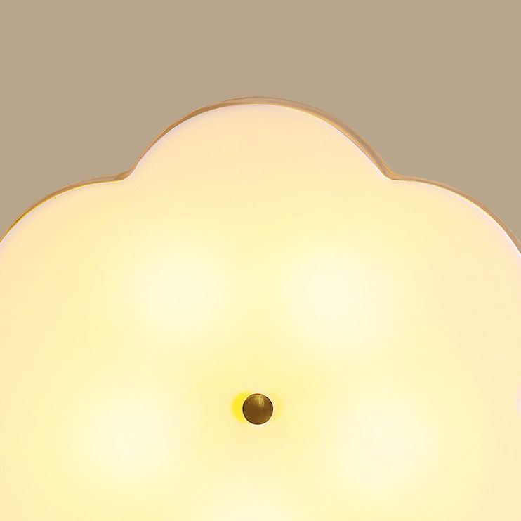 Lámpara de techo semiempotrada de tela rústica con montaje semiempotrado de flores