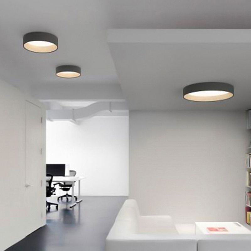 Lámpara empotrada de grano de madera nórdica, lámpara de techo de metal minimalista para sala de estudio en gris