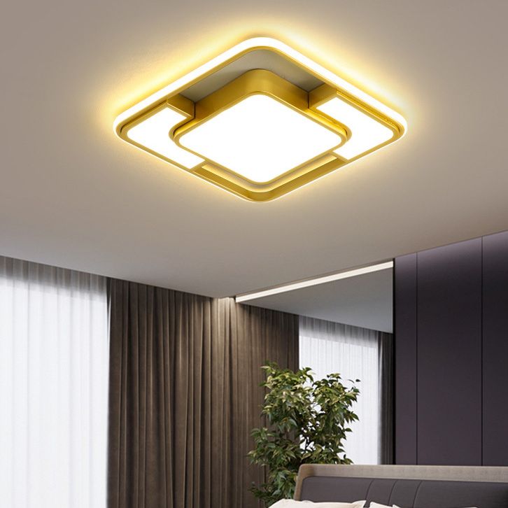 Contemporary Aluminum Lampshade Finish Flush Mount Lighting Led Square Ceiling Lights