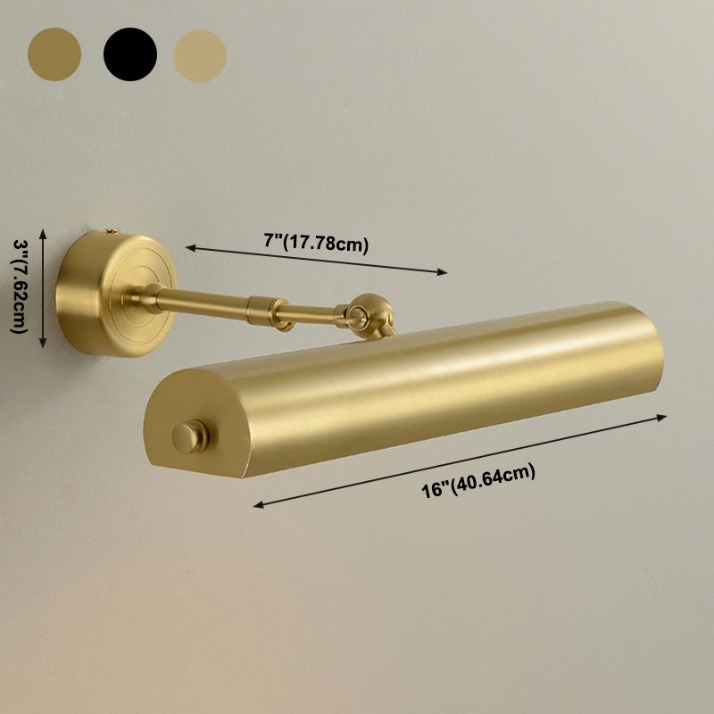 Modern Style Cylinder LED Wall Lamps Metal 2-Light Mirror Wall Lighting Ideas in Gold