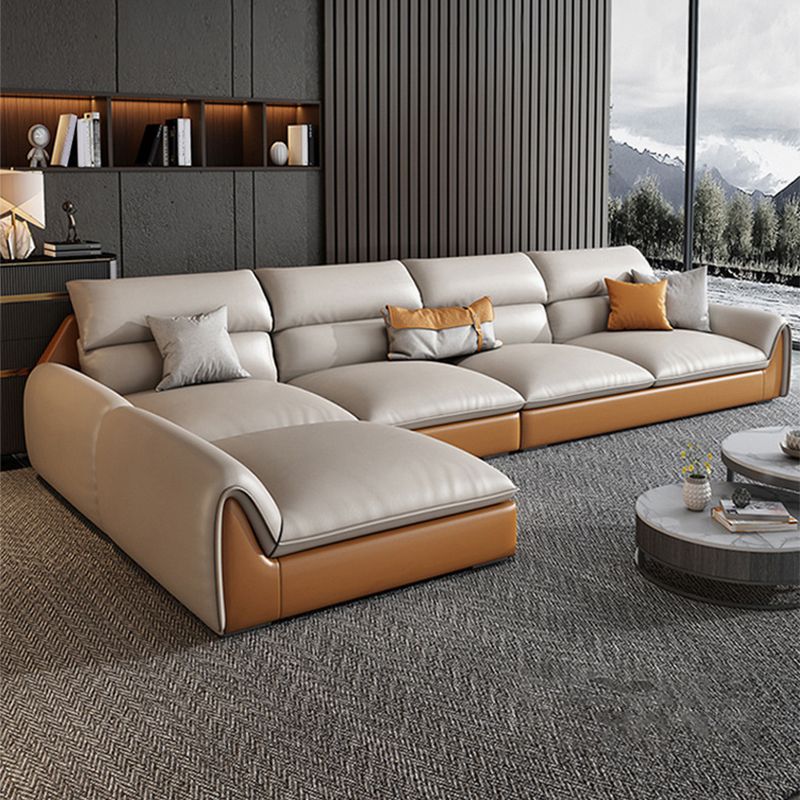 4-seater L-shape Sectional Sofa Leather Stain-resistant Sectional