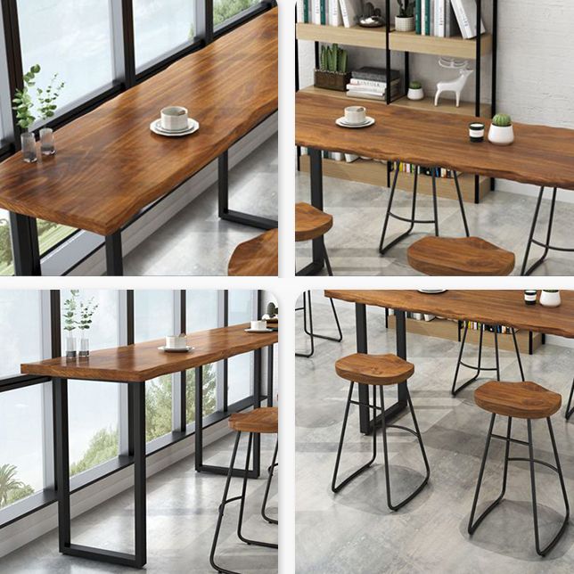 Modern Bar Table Set 1/2/5 Pieces Rectangle Pine Wood Counter Table with High Stools