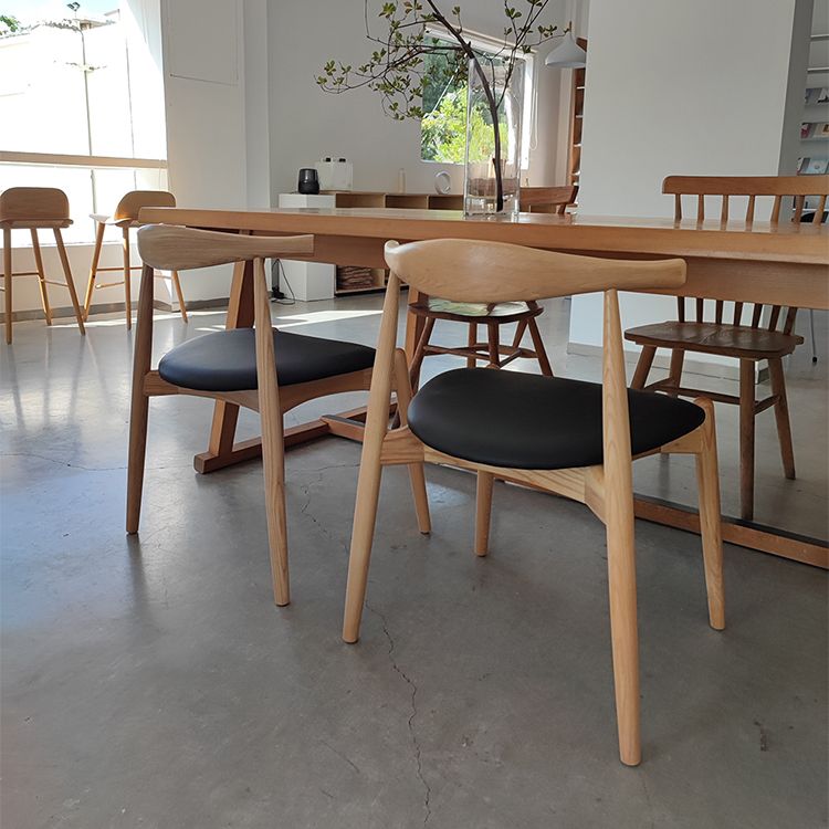 Modern Style Faux Leather Dining Chair Open Back Dining Side Chair