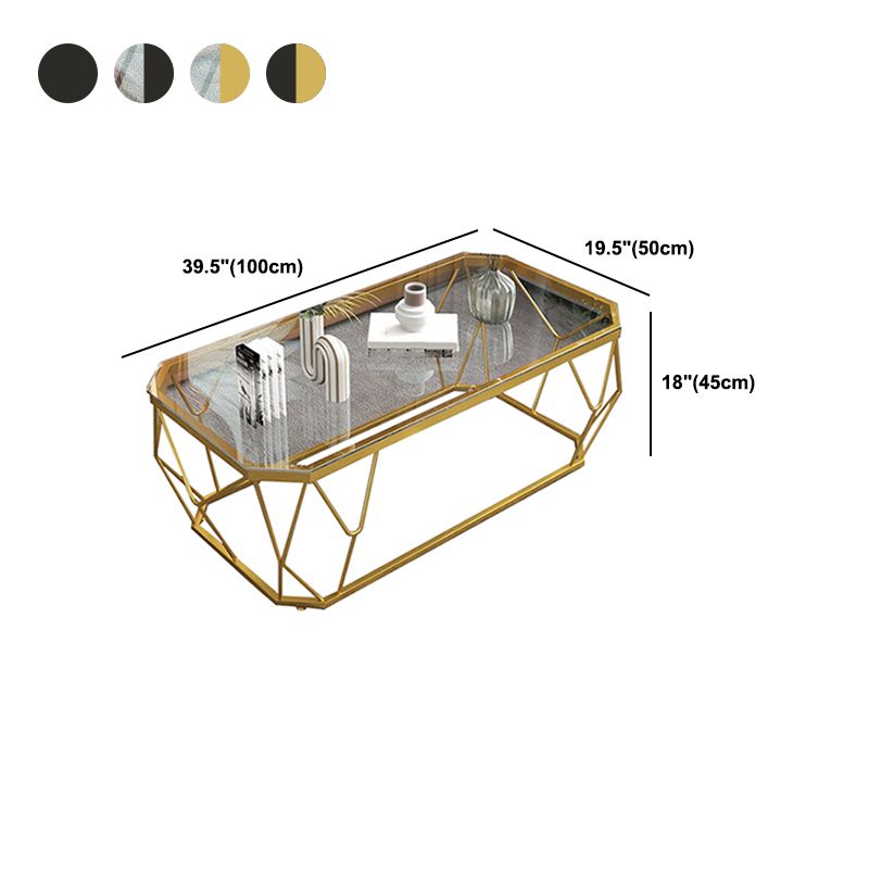 Modern Style Rectangular Glass Table Abstract Base Coffee Table