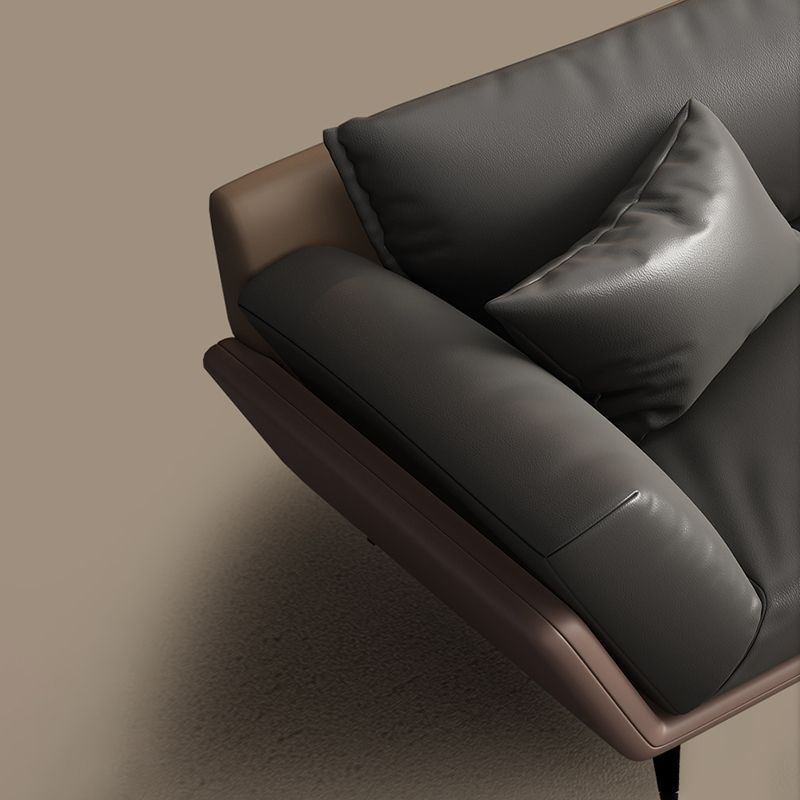 Black Faux Leather Flared Arm Chesterfield Sofa Industrial Style Seating