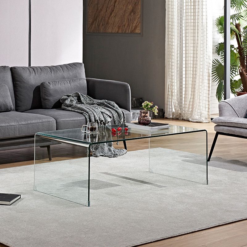 Modern Style Tempered Glass Black/white Rectangular Coffee Table