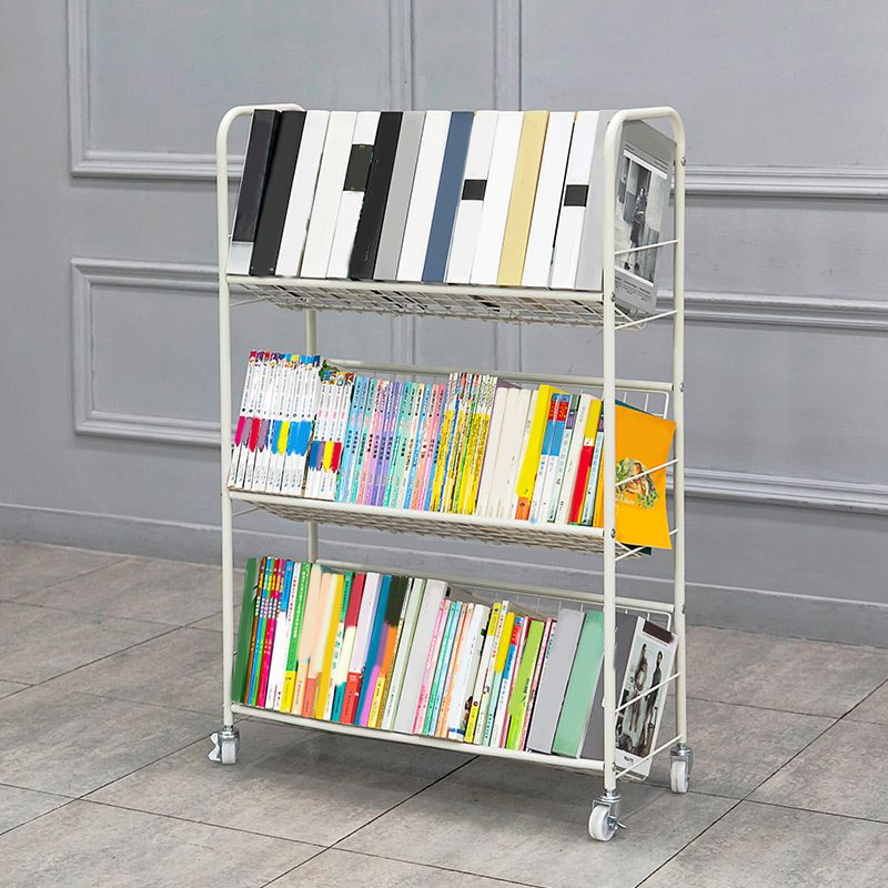 Contemporary Standard Bookcase Metal Open Back Bookshelf with Shelves