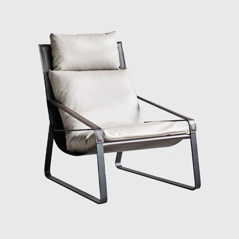 Solid Color Armchair With headrest, Modern Iron Frame Lounge Chair