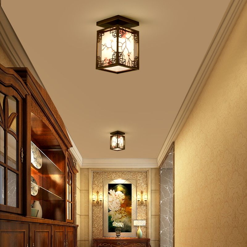 Fabric Close to Ceiling Lighting Rectangle Traditional Ceiling Flush Mount Light