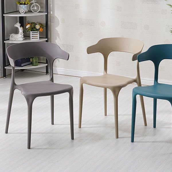 Sillas apilables de estilo moderno, silla con respaldo abierto sin brazos y patas de plástico para cocina
