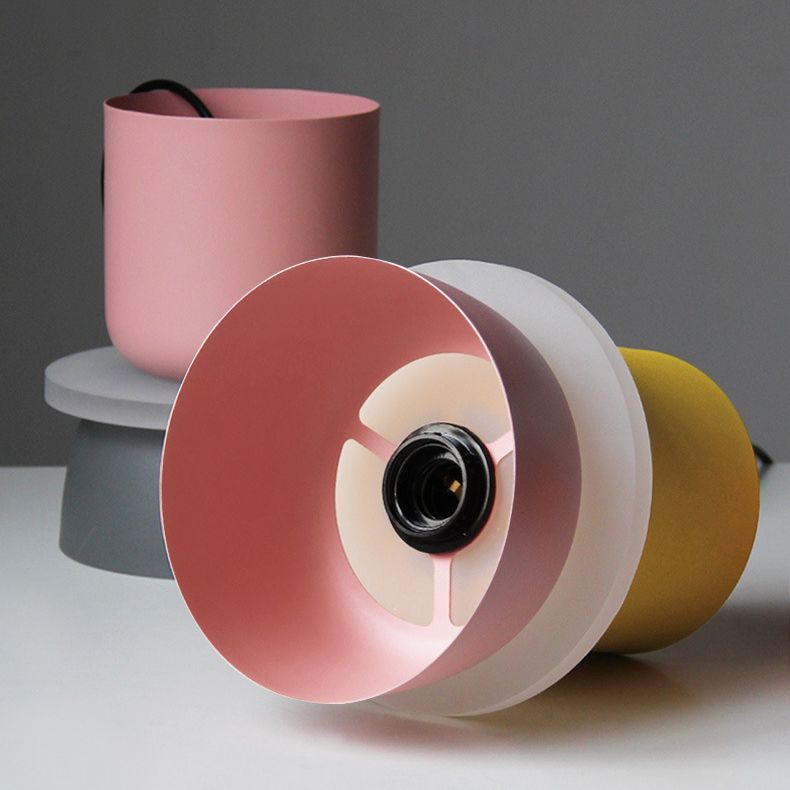 Macaron 1-Light Pendant Lighting Fixture Geometric Ceiling Light with Metal Shade