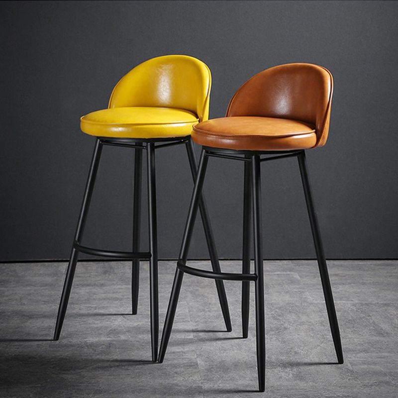 Indoor Faux Leather Counter Chair Industrial Bar Stool with Metal Legs