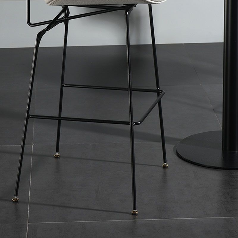 Industrial Footrest Low Back Barstool Matte Finish Leather Milk Tea Shop Stool