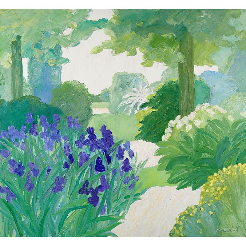 Green Flowering Shrubs Mural Decal Stain-Proofing Wall Covering for Girls Bedroom